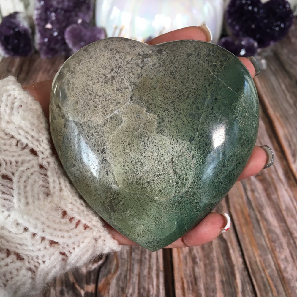 Large Moss Agate Heart.